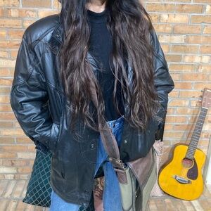VINTAGE Genuine Leather Heavyweight Moto Pilot Jacket Quilted Lining Women’s M